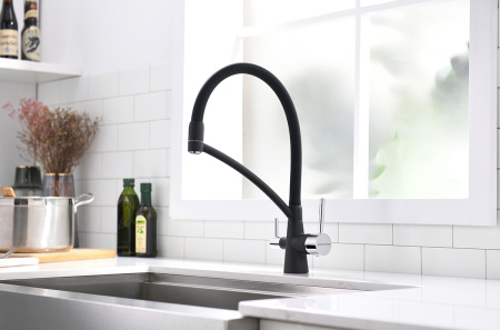 Смеситель для кухни Paulmark SIEGEN Si213111-401 на мойку черный/хром